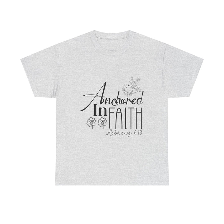 Anchored in Faith Hebrews 6 19-01 Unisex Heavy Cotton Tee - Faith Scripture Gift | Gifts Of Words