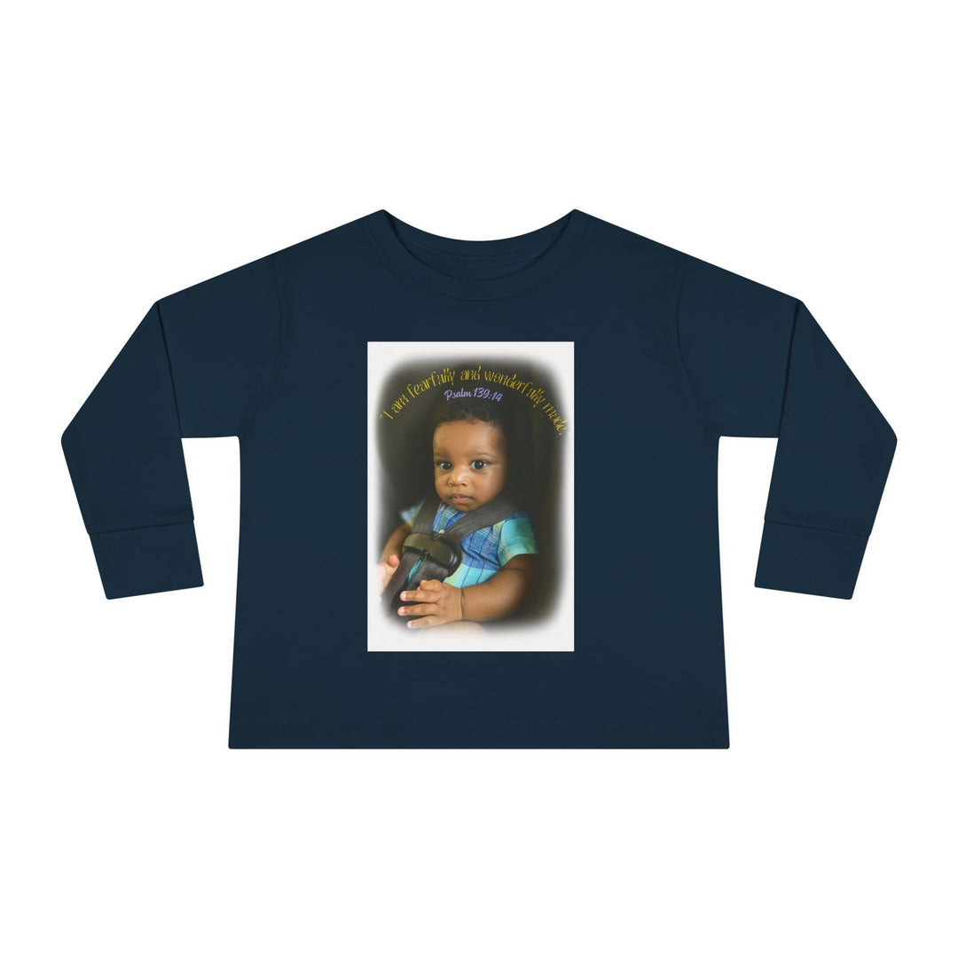 I am fearfally |Toddler Long Sleeve Tee - Faith Scripture Gift | Gifts Of Words