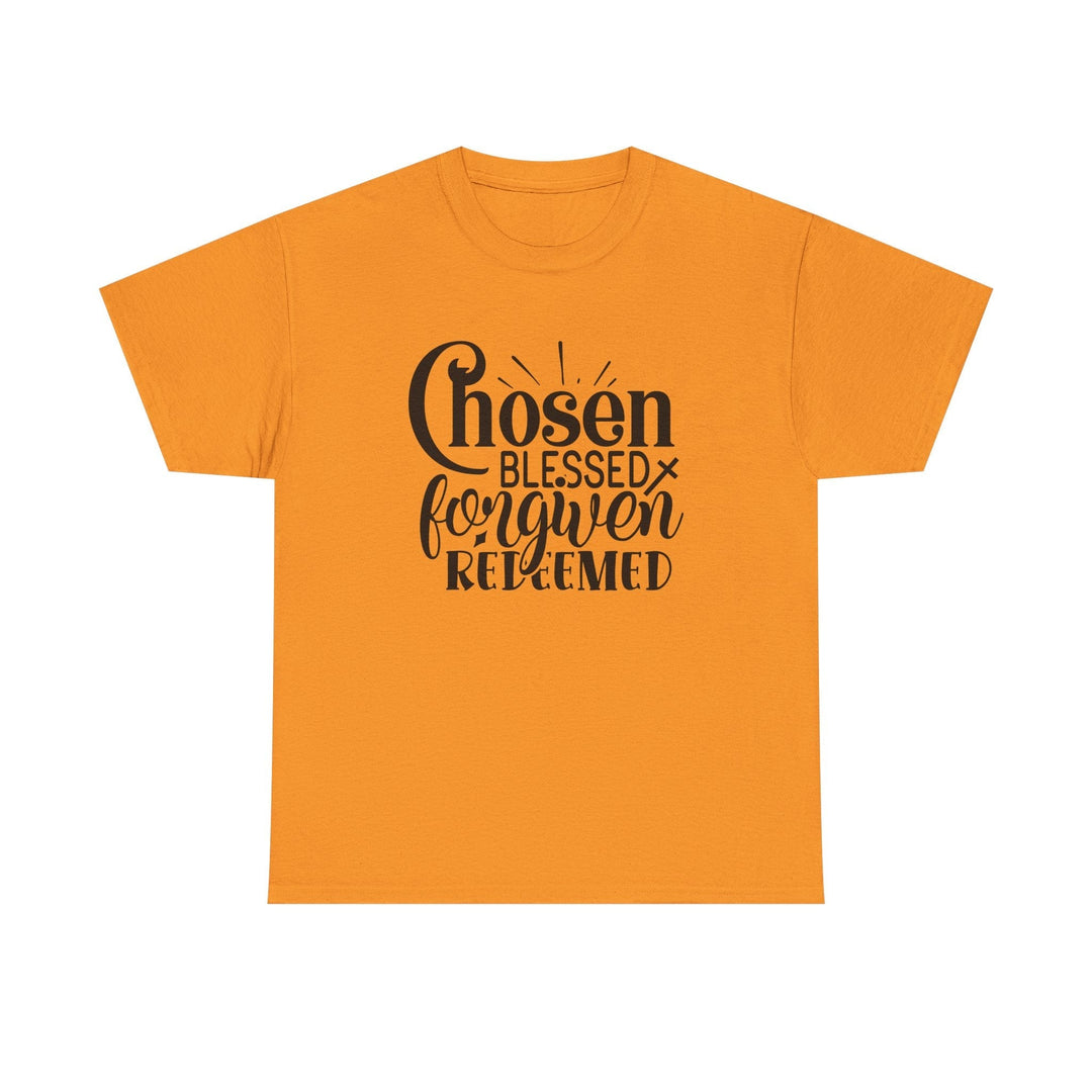 Chosen Blessed Forgiven Redeemed Unisex Heavy Cotton Tee - Faith Scripture Gift | Gifts Of Words
