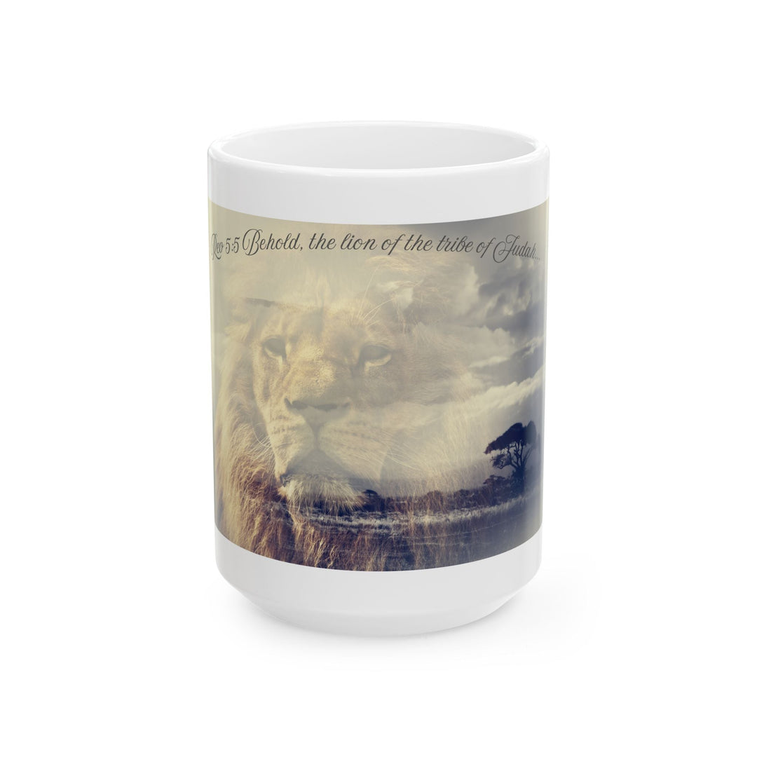 Tribe of Judah Ceramic Mug – Christian Coffee Cup | Lion of Judah Scripture Mug | Spiritual Gift for Men & Women Ceramic Mug, (11oz, 15oz) - Faith Scripture Gift | Gifts Of Words