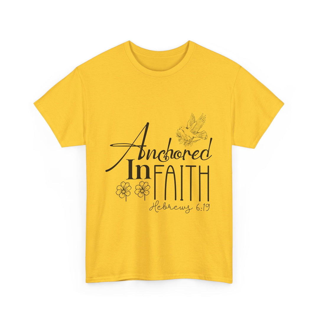 Anchored in Faith Hebrews 6 19-01 Unisex Heavy Cotton Tee - Faith Scripture Gift | Gifts Of Words