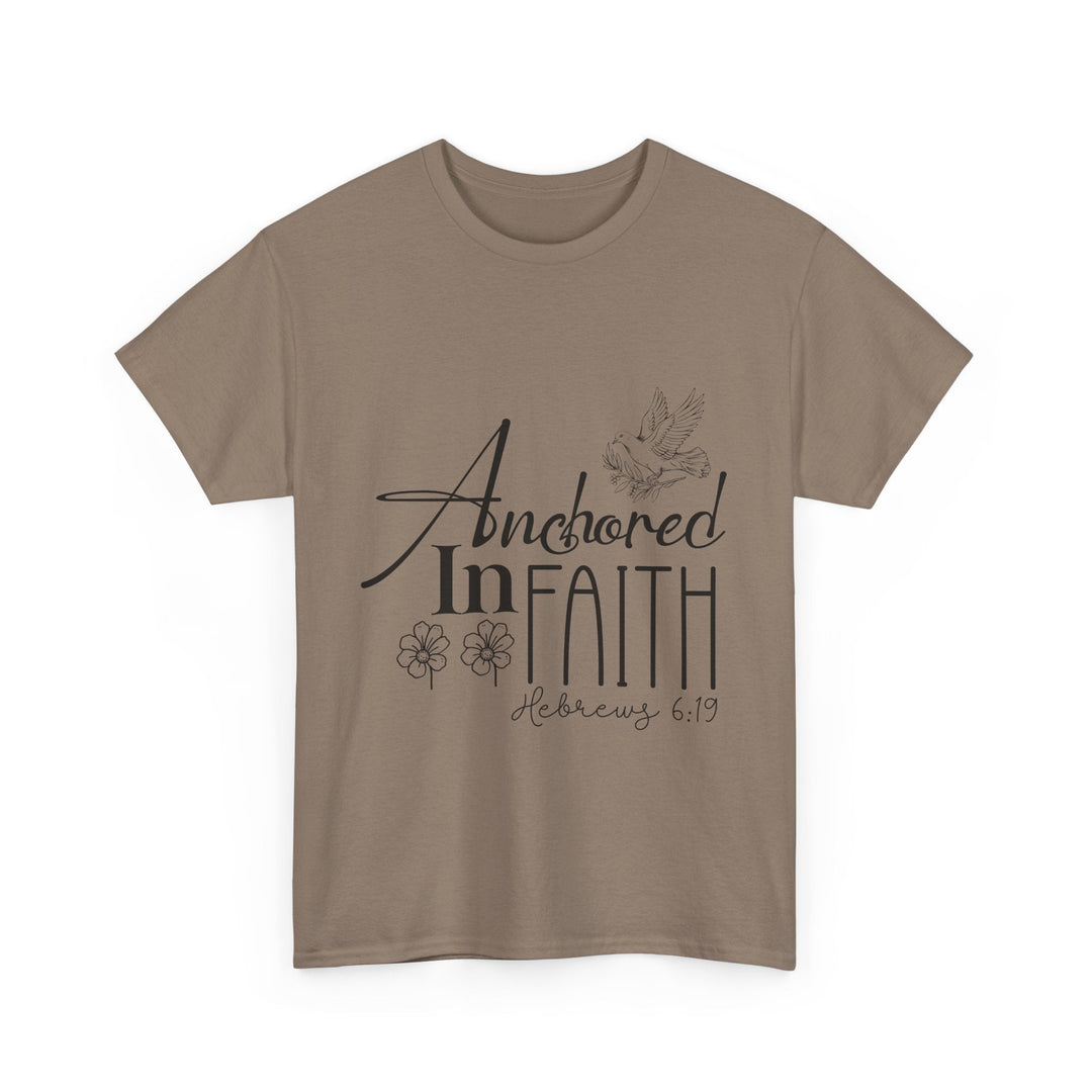 Anchored in Faith Hebrews 6 19-01 Unisex Heavy Cotton Tee - Faith Scripture Gift | Gifts Of Words