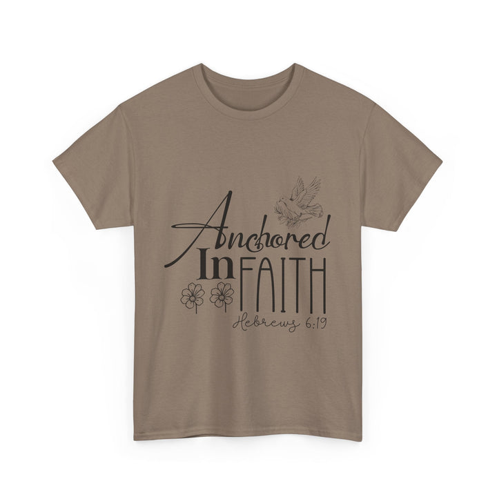 Anchored in Faith Hebrews 6 19-01 Unisex Heavy Cotton Tee - Faith Scripture Gift | Gifts Of Words