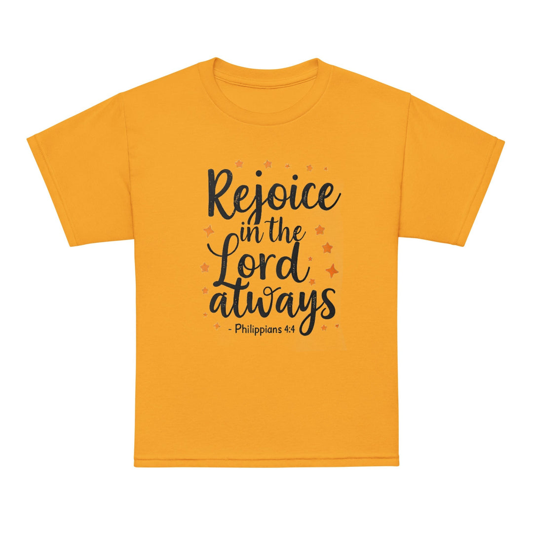 Rejoice Is The Lord Youth t-shirt - Faith Scripture Gift | Gifts Of Words