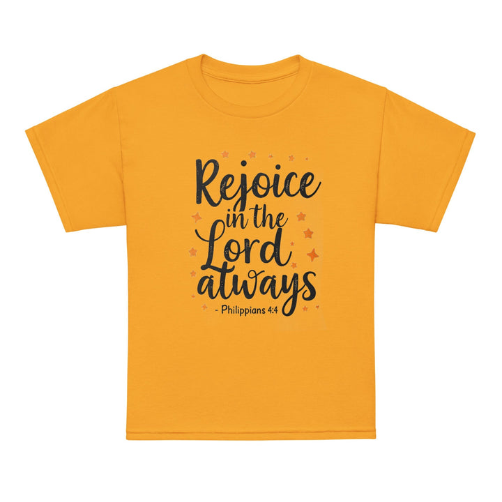 Rejoice Is The Lord Youth t-shirt - Faith Scripture Gift | Gifts Of Words