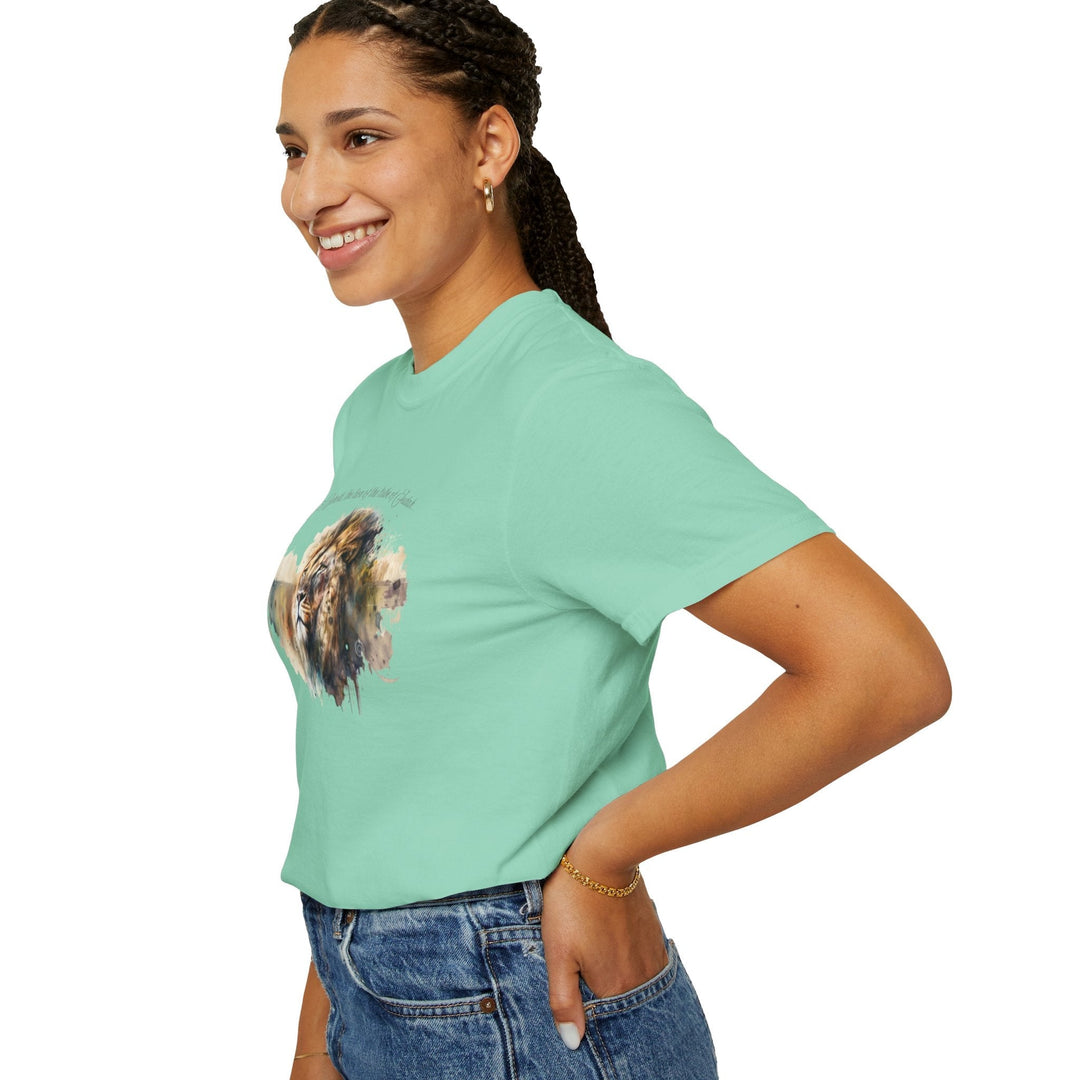 Unisex Christian Lion T-Shirt Rev 5:5 Bible Verse Tee Comfort Colors 1717 Garment-Dyed Shirt  Inspirational Faith Graphic Tee - Faith Scripture Gift | Gifts Of Words