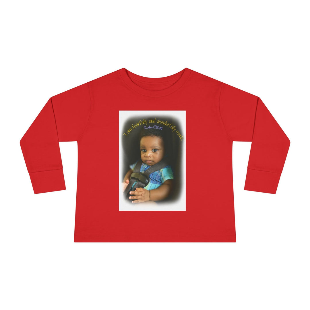 I am fearfally |Toddler Long Sleeve Tee - Faith Scripture Gift | Gifts Of Words