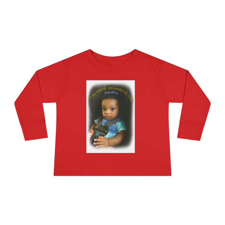 I am fearfally |Toddler Long Sleeve Tee - Faith Scripture Gift | Gifts Of Words