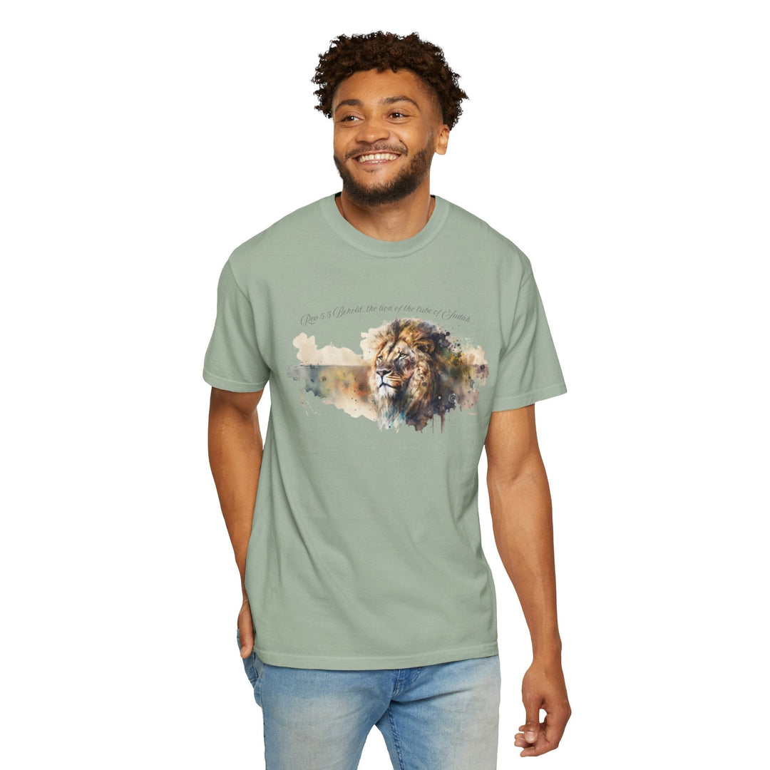 Unisex Christian Lion T-Shirt Rev 5:5 Bible Verse Tee Comfort Colors 1717 Garment-Dyed Shirt  Inspirational Faith Graphic Tee - Faith Scripture Gift | Gifts Of Words