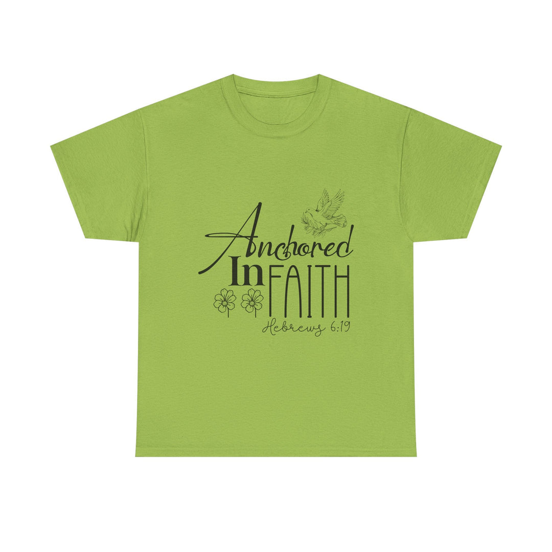 Anchored in Faith Hebrews 6 19-01 Unisex Heavy Cotton Tee - Faith Scripture Gift | Gifts Of Words