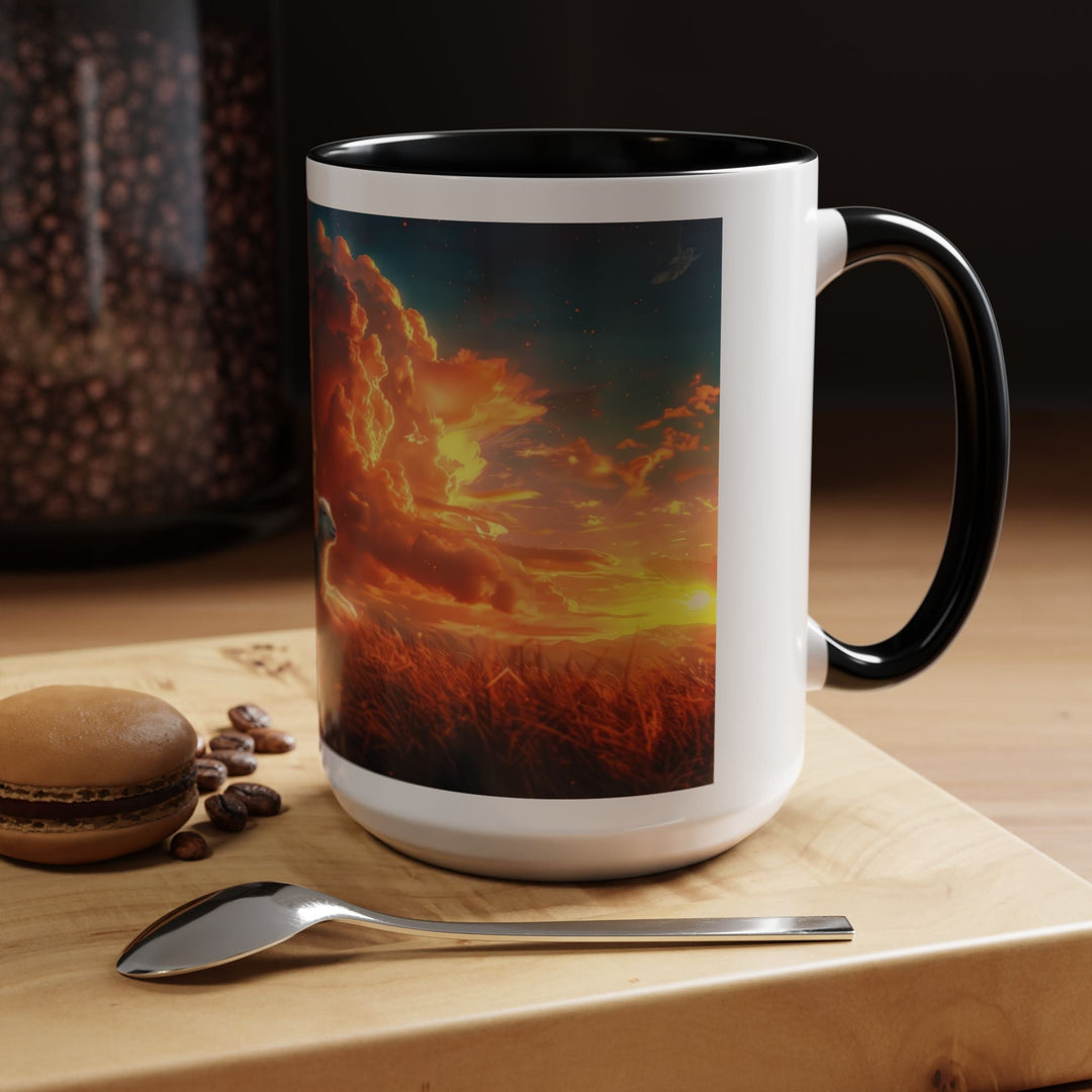 Fiery Sunset Lion Ceramic Mug – Bold Wildlife Art Drinkware Accent Coffee Mug (11, 15oz) - Faith Scripture Gift | Gifts Of Words