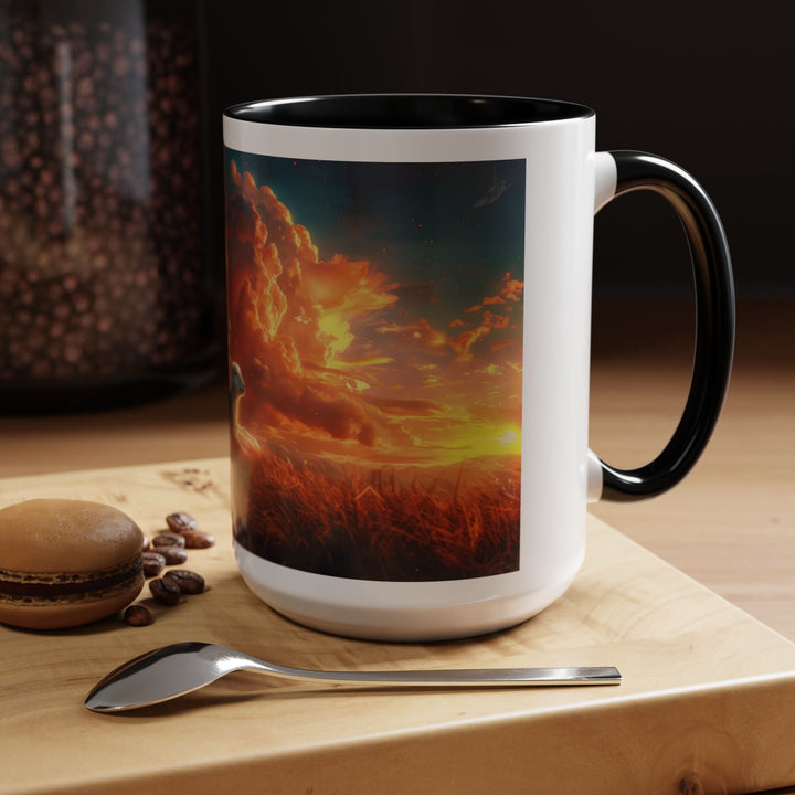 Fiery Sunset Lion Ceramic Mug – Bold Wildlife Art Drinkware Accent Coffee Mug (11, 15oz) - Faith Scripture Gift | Gifts Of Words