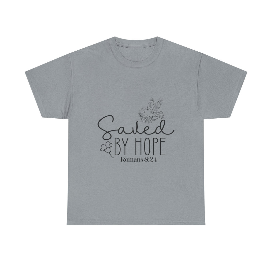 Saved by Hope Romans 8 24-01 Unisex Heavy Cotton Tee - Faith Scripture Gift | Gifts Of Words