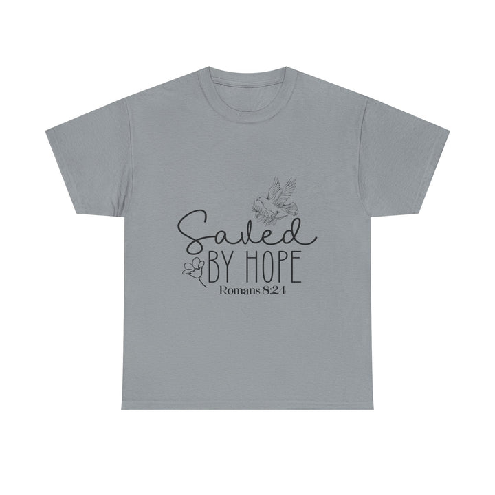 Saved by Hope Romans 8 24-01 Unisex Heavy Cotton Tee - Faith Scripture Gift | Gifts Of Words