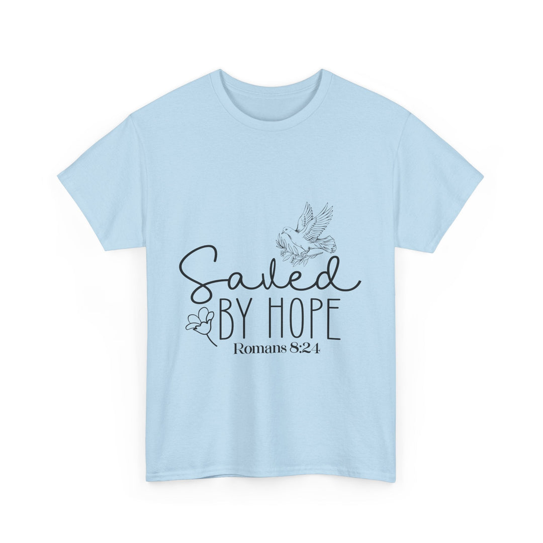 Saved by Hope Romans 8 24-01 Unisex Heavy Cotton Tee - Faith Scripture Gift | Gifts Of Words