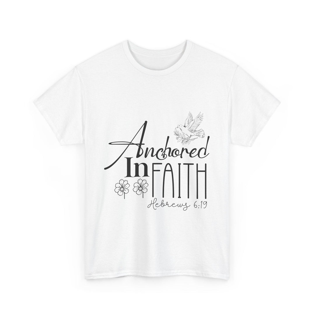 Anchored in Faith Hebrews 6 19-01 Unisex Heavy Cotton Tee - Faith Scripture Gift | Gifts Of Words