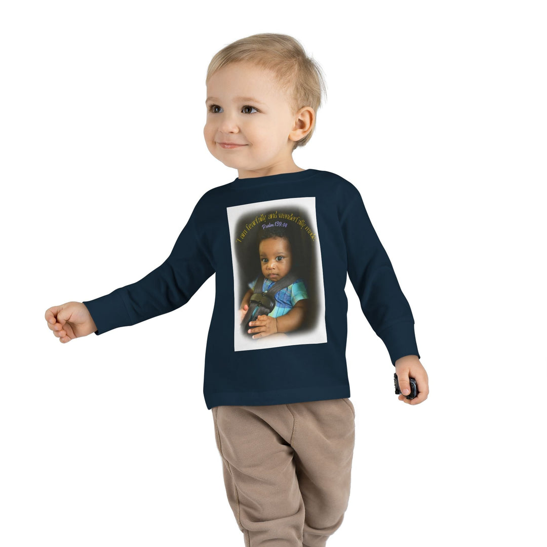 I am fearfally |Toddler Long Sleeve Tee - Faith Scripture Gift | Gifts Of Words
