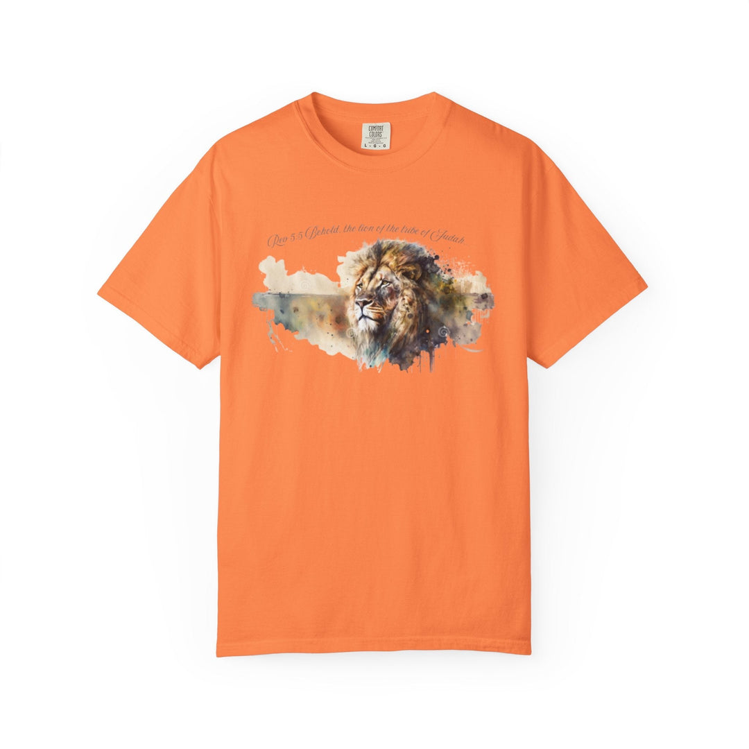 Unisex Christian Lion T-Shirt Rev 5:5 Bible Verse Tee Comfort Colors 1717 Garment-Dyed Shirt  Inspirational Faith Graphic Tee - Faith Scripture Gift | Gifts Of Words
