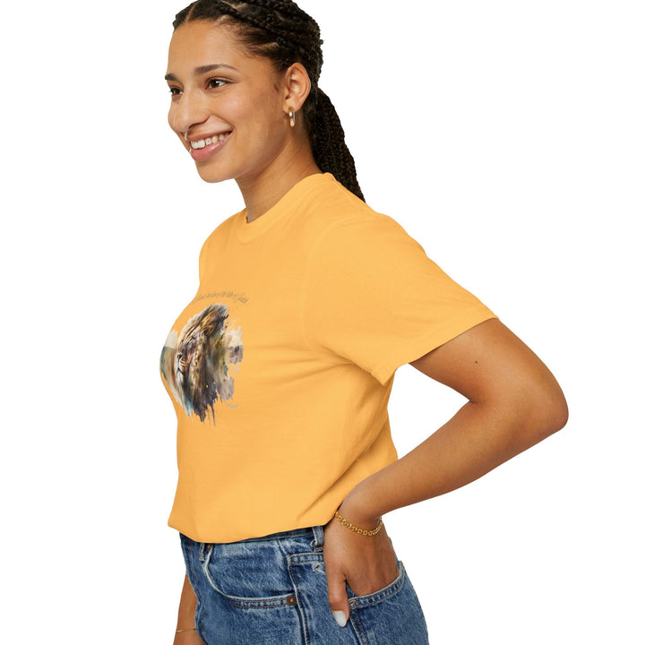 Unisex Christian Lion T-Shirt Rev 5:5 Bible Verse Tee Comfort Colors 1717 Garment-Dyed Shirt  Inspirational Faith Graphic Tee - Faith Scripture Gift | Gifts Of Words