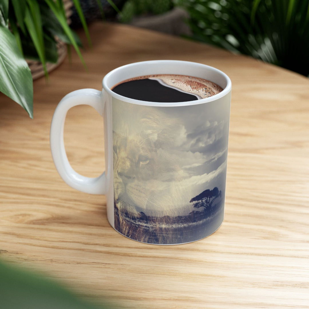Custom Ceramic Coffee Mug with Lion Print – 11oz & 15oz | BPA-Free, Dishwasher & Microwave Saf - Faith Scripture Gift | Gifts Of Words