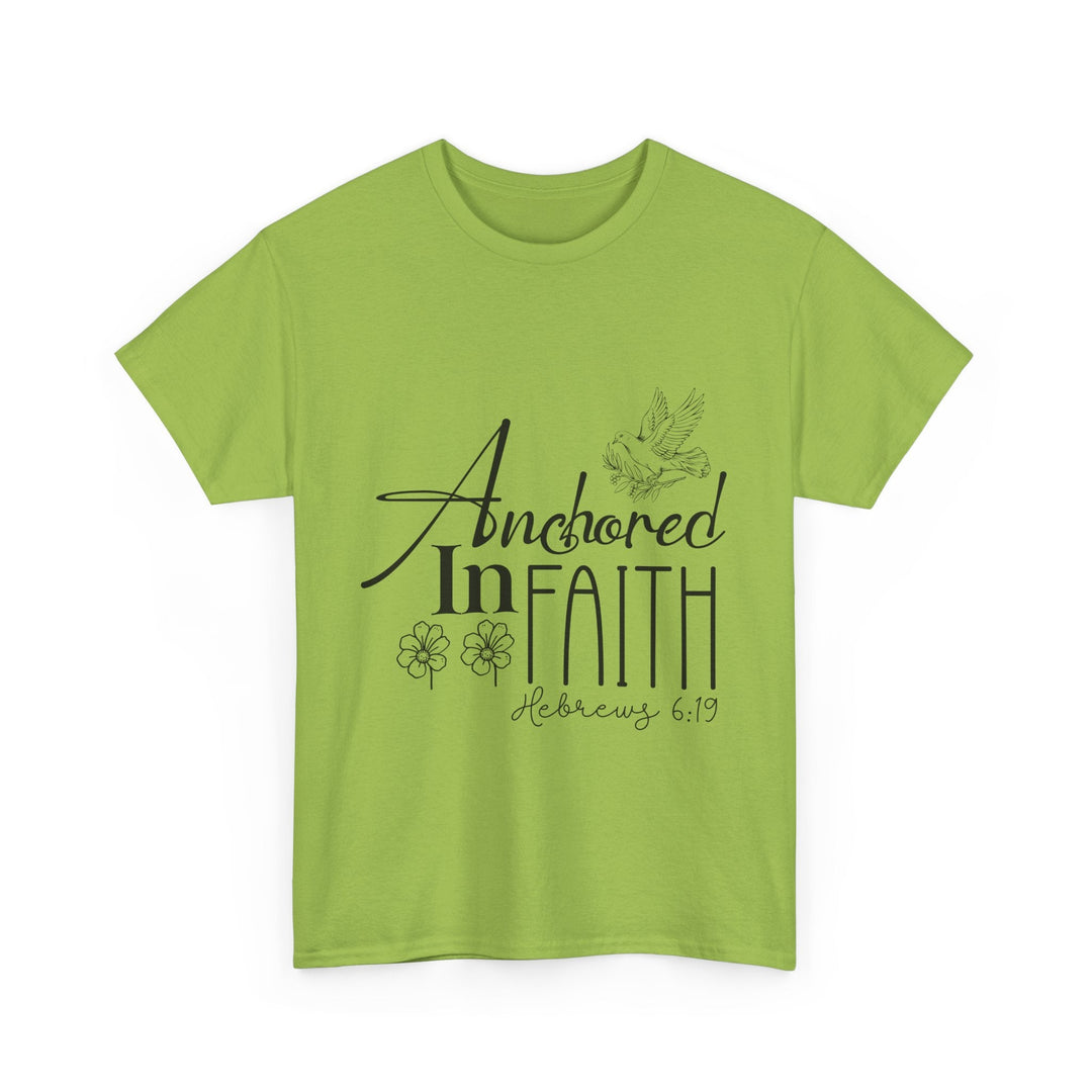 Anchored in Faith Hebrews 6 19-01 Unisex Heavy Cotton Tee - Faith Scripture Gift | Gifts Of Words