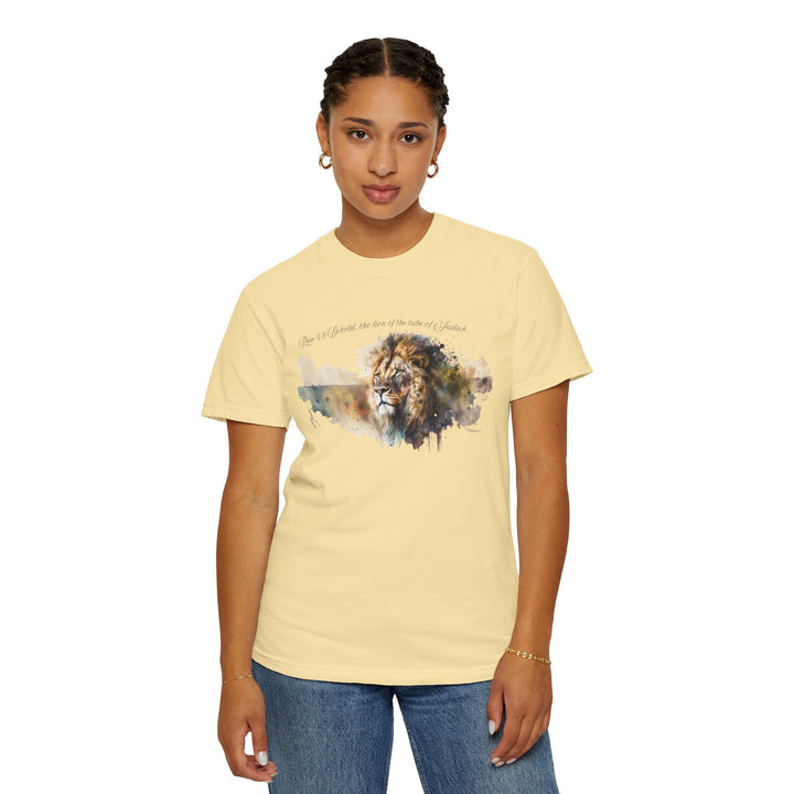 Unisex Christian Lion T-Shirt Rev 5:5 Bible Verse Tee Comfort Colors 1717 Garment-Dyed Shirt  Inspirational Faith Graphic Tee - Faith Scripture Gift | Gifts Of Words