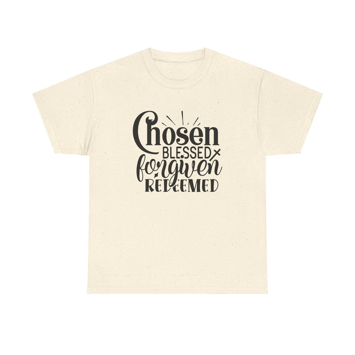 Chosen Blessed Forgiven Redeemed Unisex Heavy Cotton Tee - Faith Scripture Gift | Gifts Of Words