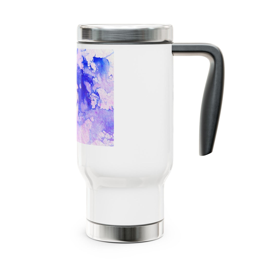 Majestic Purple Lion Stainless Steel Travel Mug with Handle, 14oz - Faith Scripture Gift | Gifts Of Words