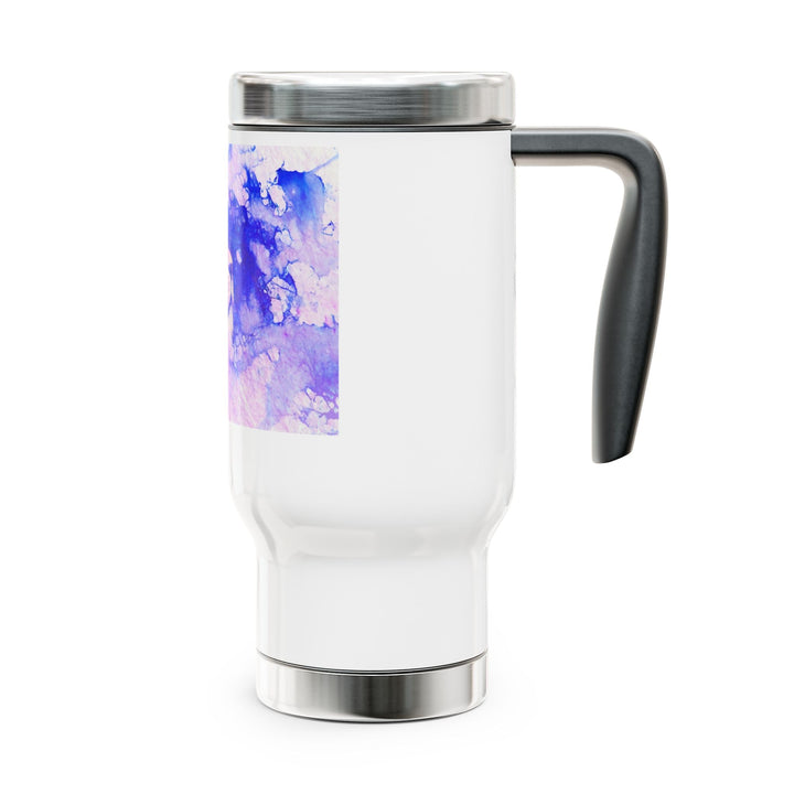 Majestic Purple Lion Stainless Steel Travel Mug with Handle, 14oz - Faith Scripture Gift | Gifts Of Words