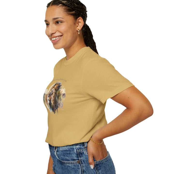 Unisex Christian Lion T-Shirt Rev 5:5 Bible Verse Tee Comfort Colors 1717 Garment-Dyed Shirt  Inspirational Faith Graphic Tee - Faith Scripture Gift | Gifts Of Words