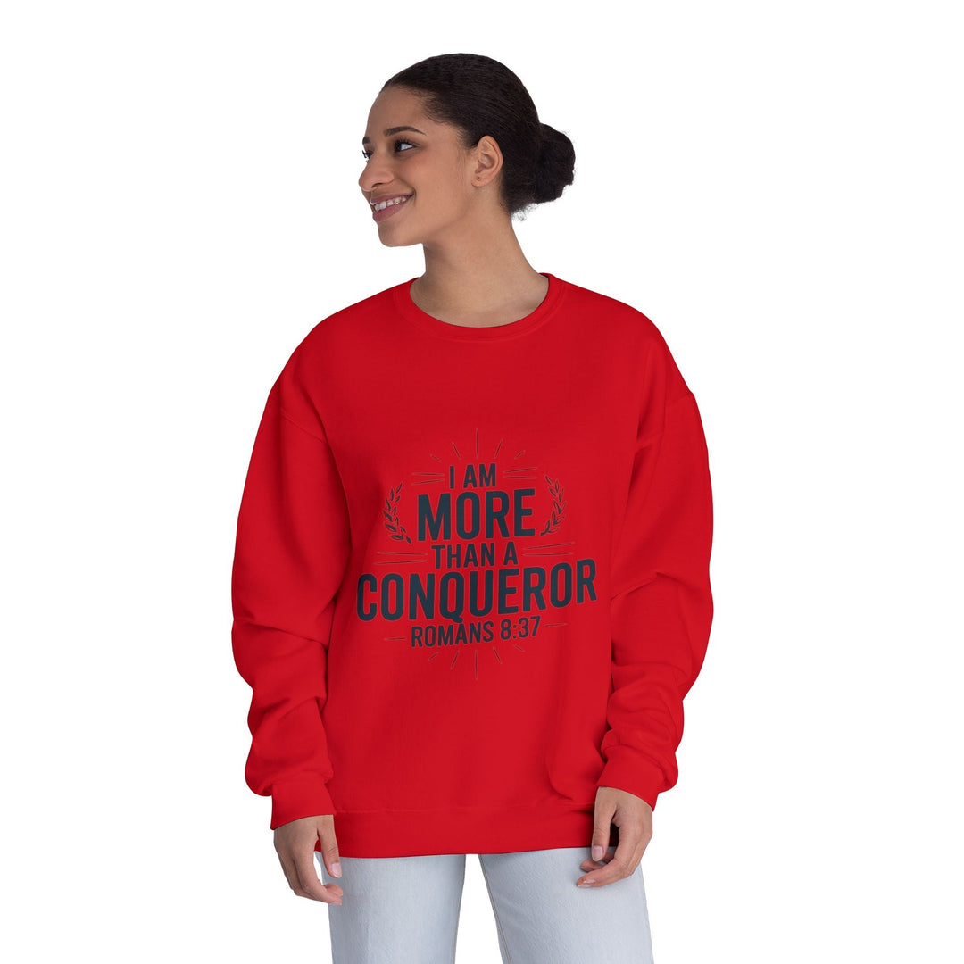 More Than a Conqueror Sweatshirt - Premium Christian Apparel - Faith Scripture Gift | Gifts Of Words