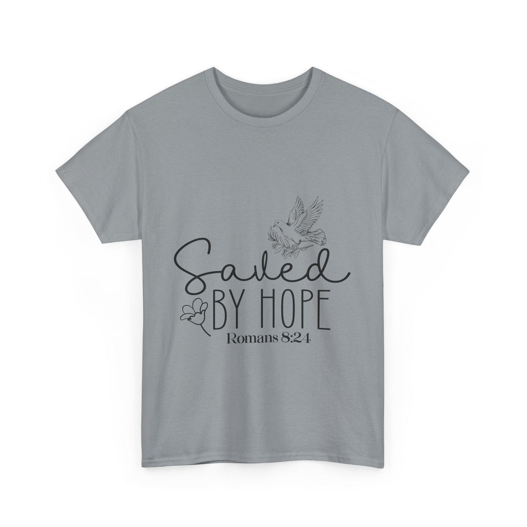 Saved by Hope Romans 8 24-01 Unisex Heavy Cotton Tee - Faith Scripture Gift | Gifts Of Words