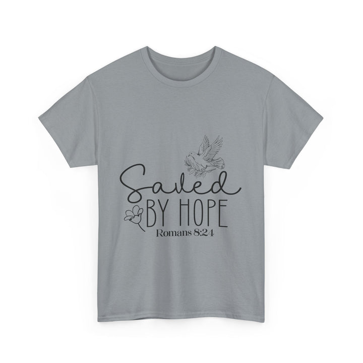 Saved by Hope Romans 8 24-01 Unisex Heavy Cotton Tee - Faith Scripture Gift | Gifts Of Words