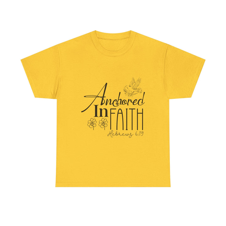Anchored in Faith Hebrews 6 19-01 Unisex Heavy Cotton Tee - Faith Scripture Gift | Gifts Of Words