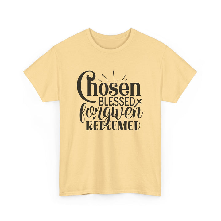 Chosen Blessed Forgiven Redeemed Unisex Heavy Cotton Tee - Faith Scripture Gift | Gifts Of Words