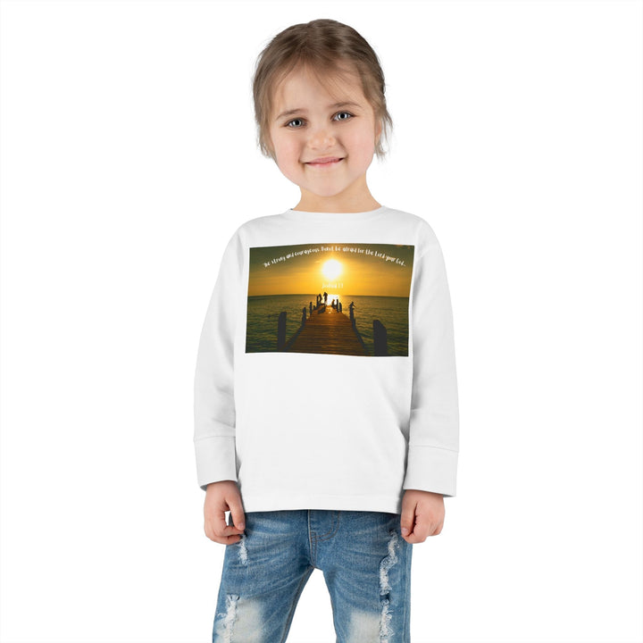 Be Strong |Toddler Long Sleeve Tee - Faith Scripture Gift | Gifts Of Words