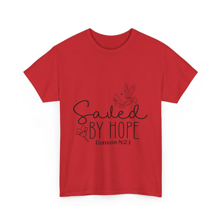 Saved by Hope Romans 8 24-01 Unisex Heavy Cotton Tee - Faith Scripture Gift | Gifts Of Words