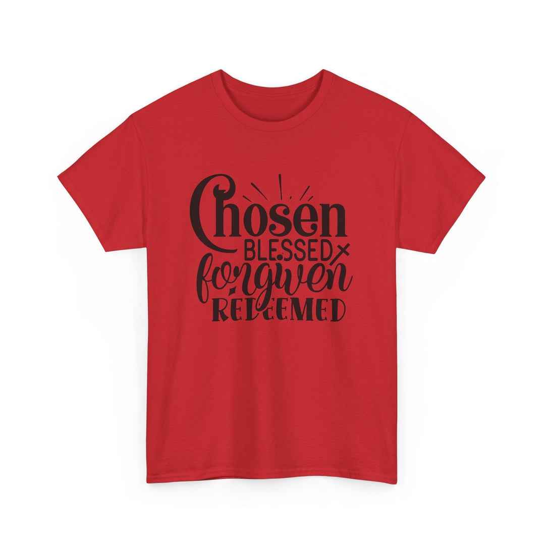 Chosen Blessed Forgiven Redeemed Unisex Heavy Cotton Tee - Faith Scripture Gift | Gifts Of Words