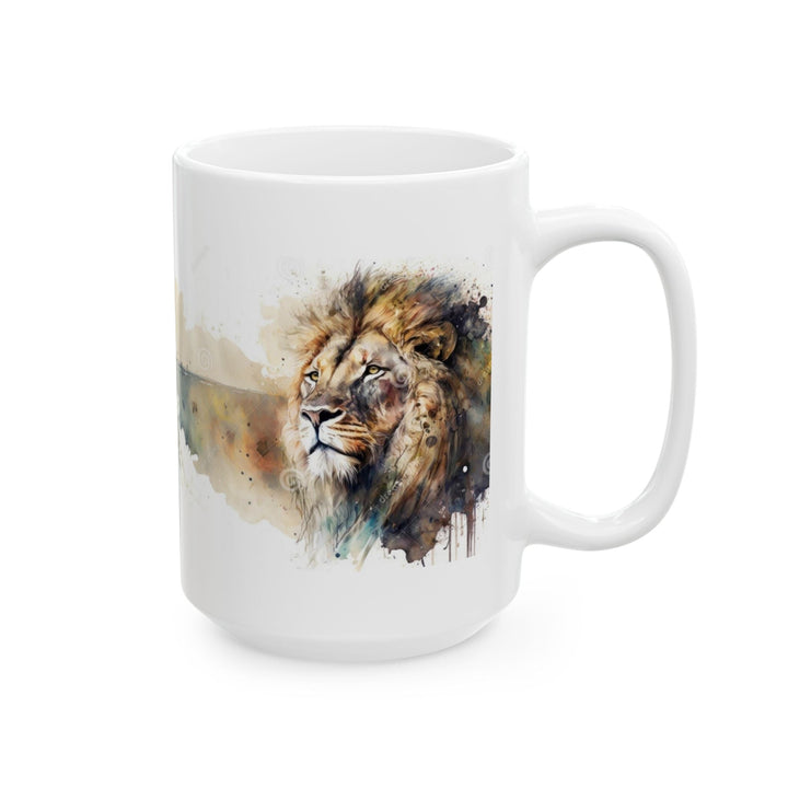 Watercolor Lion Ceramic Mug Custom 11oz & 15oz | BPA-Free, Dishwasher & Microwave Safe | Animal Art Gift - Faith Scripture Gift | Gifts Of Words