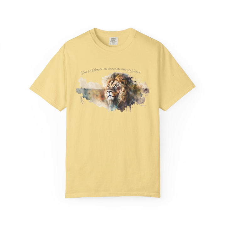 Unisex Christian Lion T-Shirt Rev 5:5 Bible Verse Tee Comfort Colors 1717 Garment-Dyed Shirt  Inspirational Faith Graphic Tee - Faith Scripture Gift | Gifts Of Words