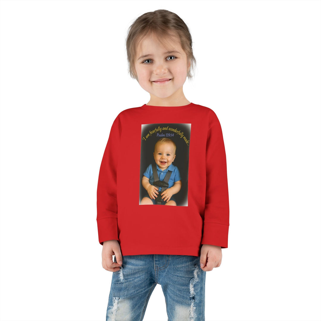 I am fearfally |Toddler Long Sleeve Tee - Faith Scripture Gift | Gifts Of Words