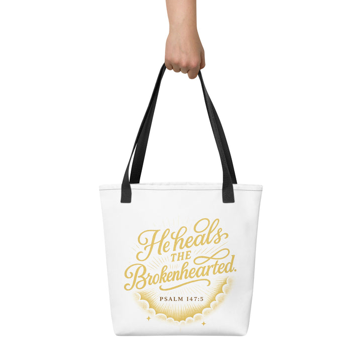 He heals the Brokenhearted Tote bag - Faith Scripture Gift | Gifts Of Words
