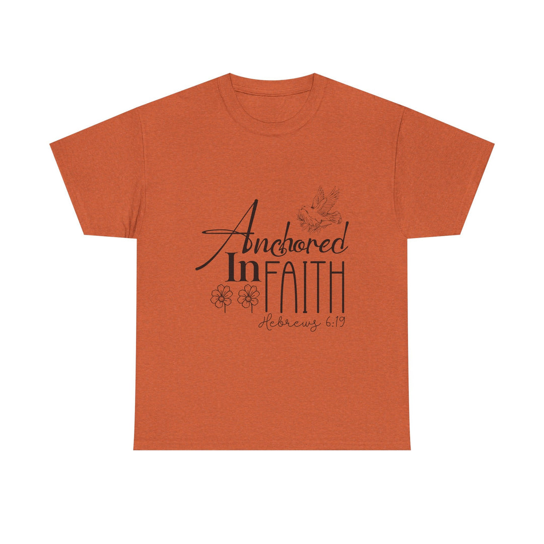 Anchored in Faith Hebrews 6 19-01 Unisex Heavy Cotton Tee - Faith Scripture Gift | Gifts Of Words