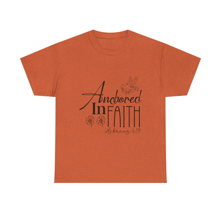 Anchored in Faith Hebrews 6 19-01 Unisex Heavy Cotton Tee - Faith Scripture Gift | Gifts Of Words