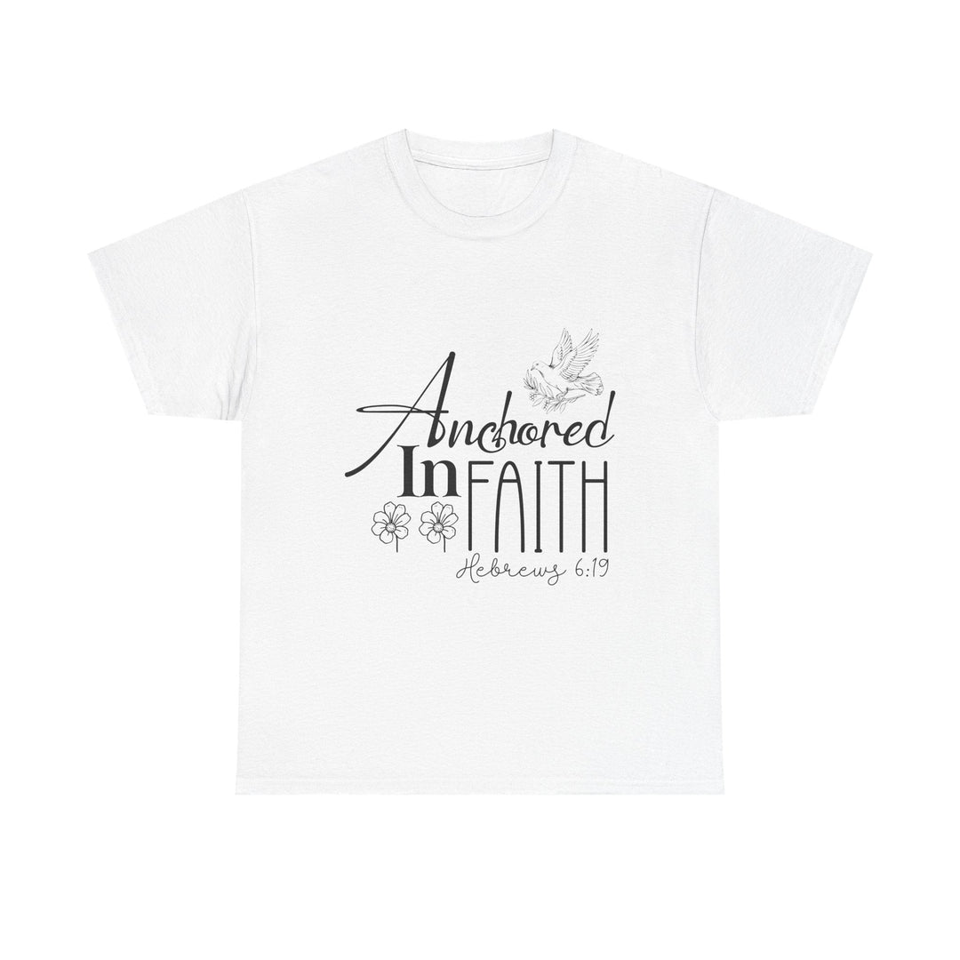 Anchored in Faith Hebrews 6 19-01 Unisex Heavy Cotton Tee - Faith Scripture Gift | Gifts Of Words