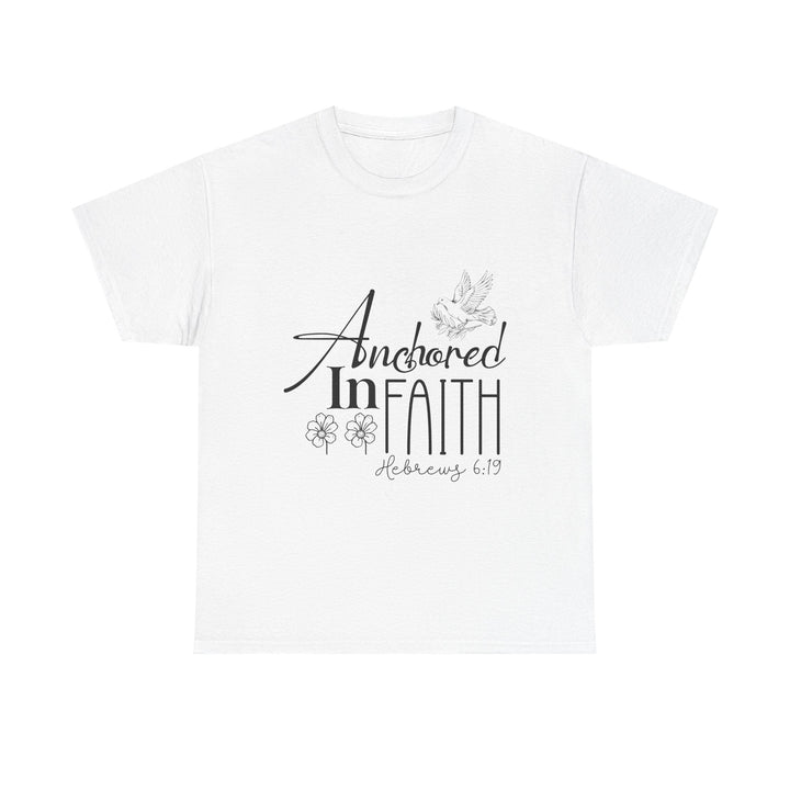 Anchored in Faith Hebrews 6 19-01 Unisex Heavy Cotton Tee - Faith Scripture Gift | Gifts Of Words