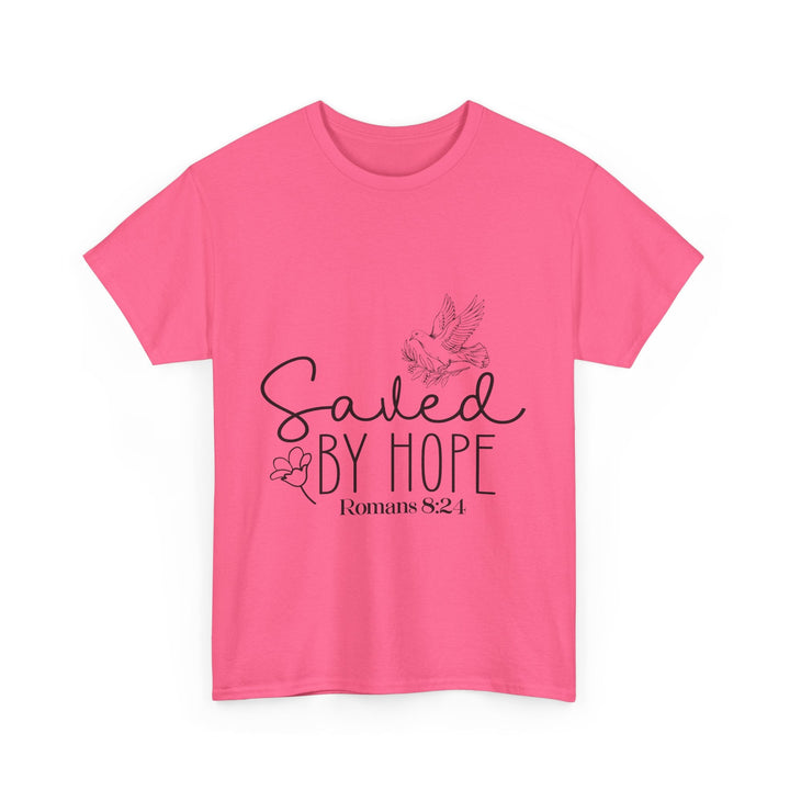 Saved by Hope Romans 8 24-01 Unisex Heavy Cotton Tee - Faith Scripture Gift | Gifts Of Words