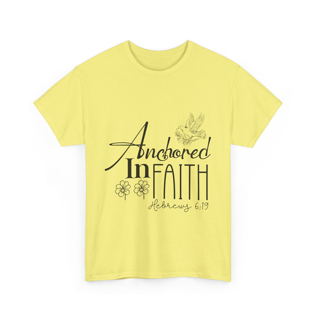 Anchored in Faith Hebrews 6 19-01 Unisex Heavy Cotton Tee - Faith Scripture Gift | Gifts Of Words