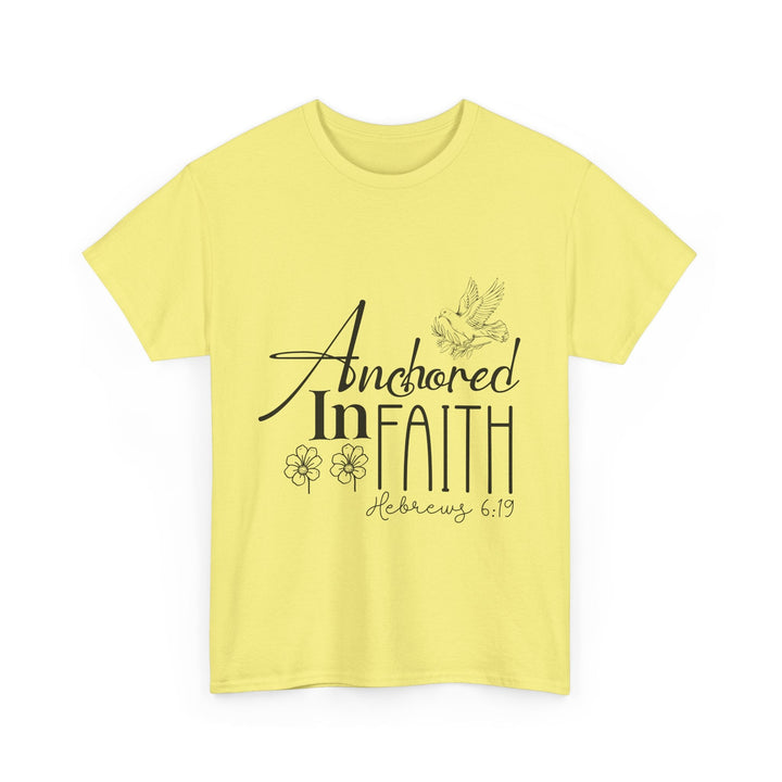 Anchored in Faith Hebrews 6 19-01 Unisex Heavy Cotton Tee - Faith Scripture Gift | Gifts Of Words