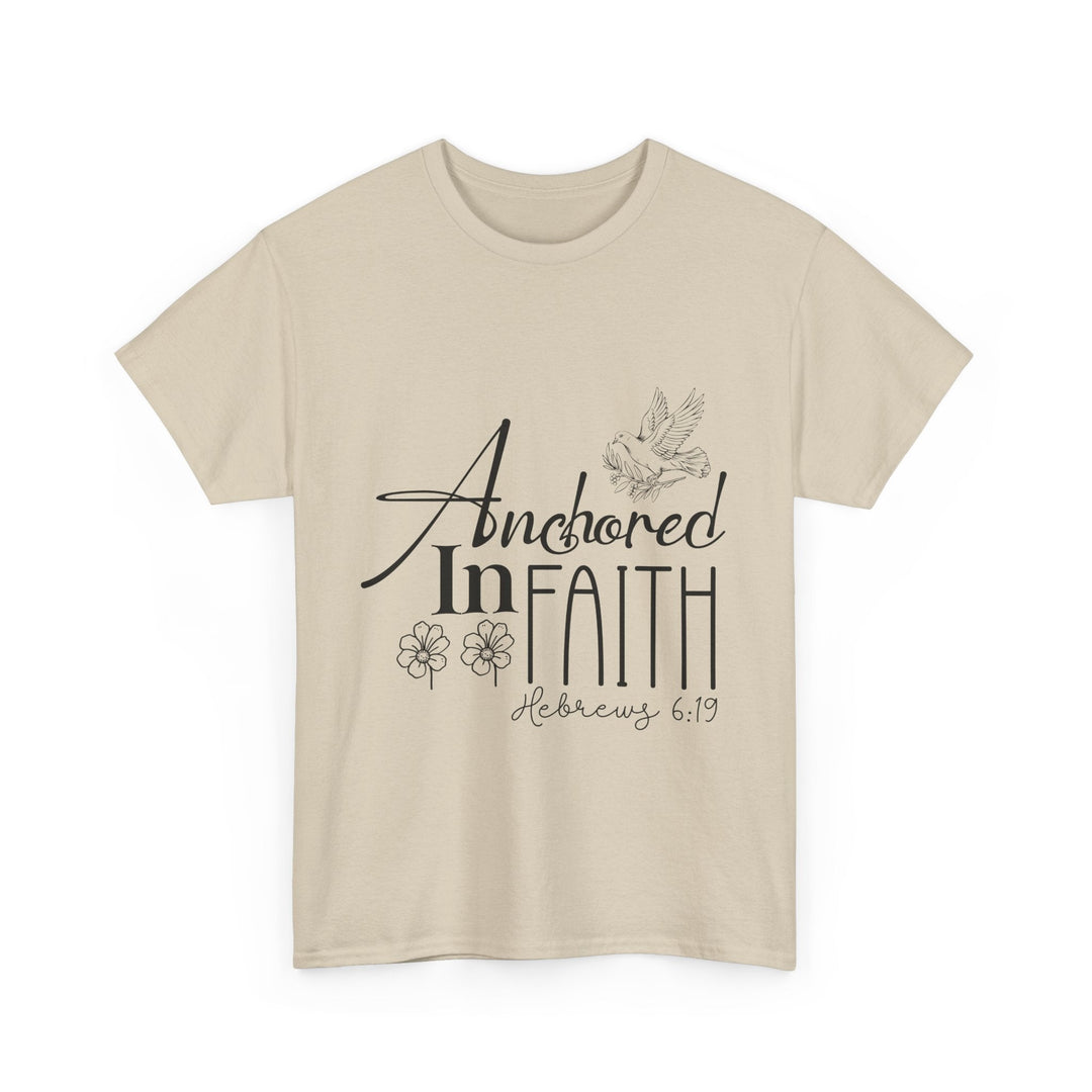 Anchored in Faith Hebrews 6 19-01 Unisex Heavy Cotton Tee - Faith Scripture Gift | Gifts Of Words